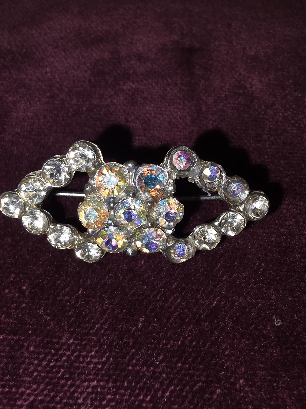 Crystal Floral Sparkle Brooch - Clear and Aurora Borealis